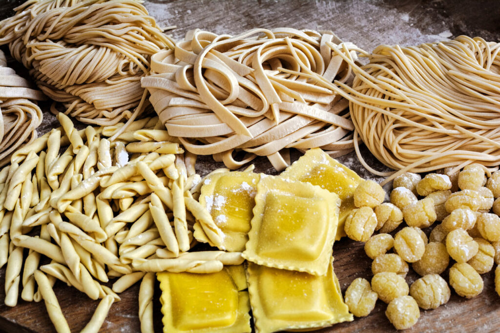 Different types of fresh pasta